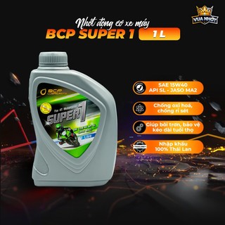 Dầu Nhớt Xe Số BCP SUPER 1, SAE 15W40, API SL, JASO MA2, Chai 1 Lít - Nhập Khẩu Thái Lan