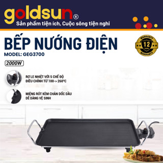 Bếp nướng điện goldsun công suất lớn nhôm đúc dày, bếp nướng phủ chống dính có rãnh thoát dầu mỡ