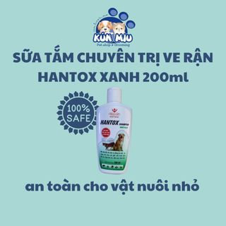 Sữa tắm ve, rận, bọ chét, ký sinh trùng, ghẻ cho chó mèo Hantox xanh 200ml