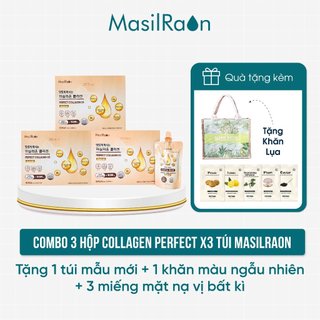 N31 - Combo 3hộp Collagen X3 túi tặng 1 túi masil bộ sưu tập mới + 1 khăn + 3 mặt nạ vị ngẫu nhiên
