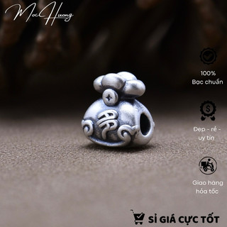 Charm bạc 3d - túi tiền chữ phúc - mh808