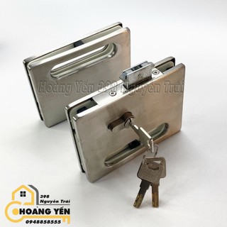 Khóa tay nắm âm cửa kính lùa 2 cánh, Khóa cửa lùa kính cường lực, khóa móc cửa kính lùa Vuông Hammered/ Juyin