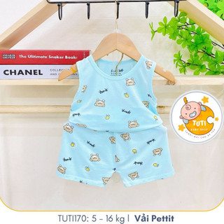 Bộ Quần Áo TUTI170 Ba Lỗ Bé Trai, Bé Gái Chất Pettit Mát Mẻ Cho bé từ 3-24 Tháng