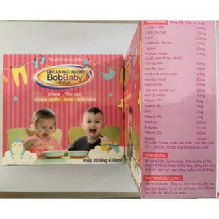 Siro ăn ngon BobBABY giúp ăn ngon ngủ ngon hộp 20 ống