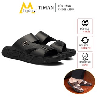 Dép nam đẹp quai ngang kiểu quai hậu thiết kế xỏ ngón chất liệu da cao cấp bảo hành 1 năm TIMAN DL65