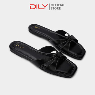 Dép bệt nữ DILY quai ngang cut out tinh tế, dép nữ mũi vuông êm chân cao 1cm AA0508
