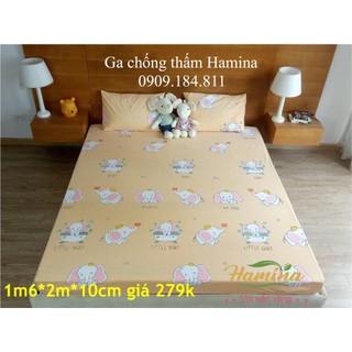 (Nhiều mẫu)KT 1m6x2mx10cm_Ga chống thấm HAMINA- Hàng chính hãng(không vỏ gối)
