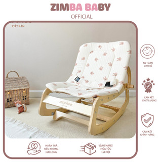 Ghế Bập Bênh Đa Năng Mochee Chất liệu gỗ cao cấp và Ghế Nằm Rung MonMon Tặng Kèm Đệm Điều Hòa Cho Bé