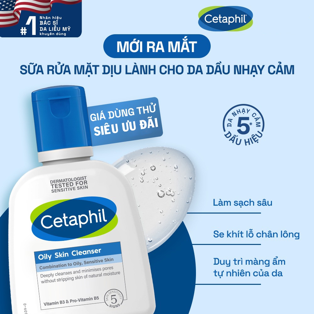 Sữa Rửa Mặt Cetaphil Cho Mọi Loại Da (Oily/Gentle/Hydrating) Skin Cleanser 125ml/250ml/236ml/473ml/500ml- Dr Thêm