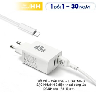 sạc nhanh 2 cổng sạc  PD45W USB 20W. sạc nhanh 6A  SamsungPhone/xiaomi/oppo  chuẩn PD3.0/QC3,0 tai nghe bảo hành 1 nghe