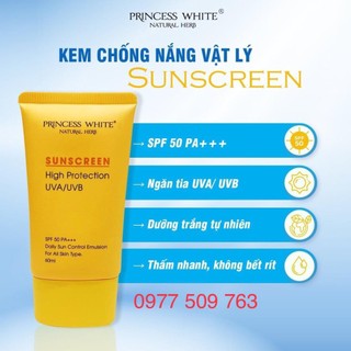 Kem chống nắng ngăn tia uv princess white spf50 pa+++ herskin 60ml