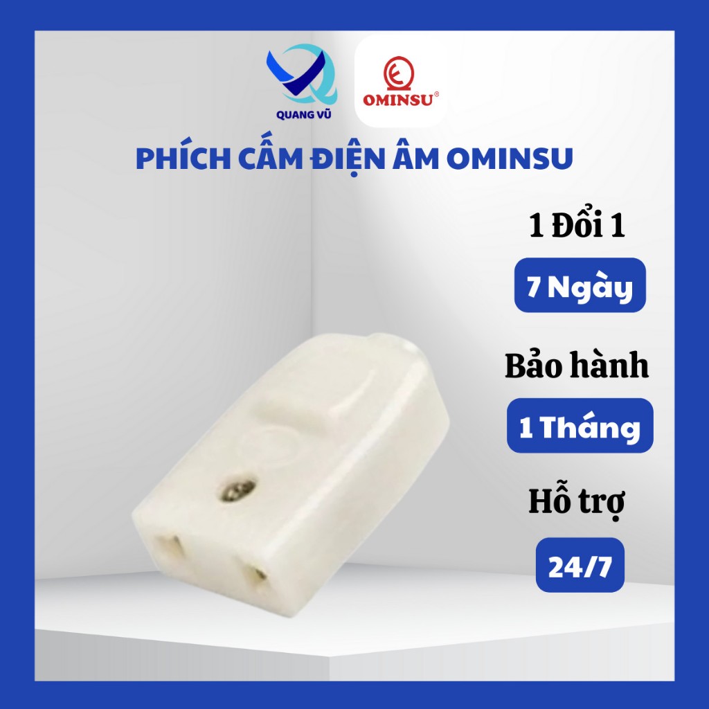 Phích cắm âm , phích cắm cái Ominsu P14T, nhựa ABS, công suất 2200W, hàng Việt Nam chất lượng cao-Qu