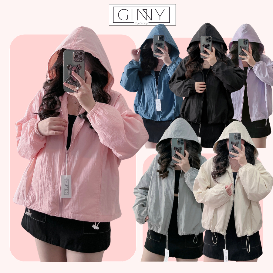 Áo khoác dù chống nắng nữ Orange CG-02 |Tone màu basic dễ phối đồ, có nón to, có tui trong túi ngoài|Ginny house shop