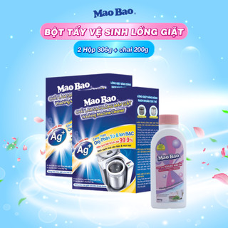 Combo 2 Hộp Chất Vệ Sinh Lồng Máy Giặt Mao Bao 306g + Tặng Nước Giặt Kháng Khuẩn 200g