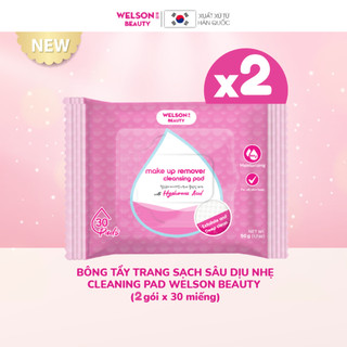   H&B GIFTS  2 Gói bông tẩy trang sạch dịu nhẹ Hàn Quốc Cleaning Pad Welson Beauty  2góix30 miếng  