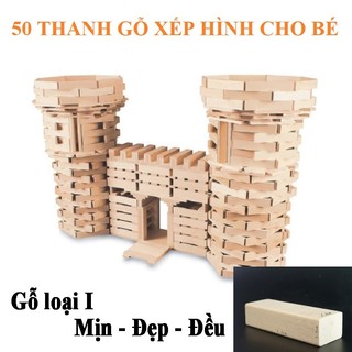 Bộ Rút Gỗ Xếp Hình Đồ Chơi Domino Montessori Lắp Ráp 50 Thanh An Toàn Rèn Luyện Trí Thông Minh Cho Trẻ