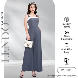 Jumpsuit Công Sở LENDO J230620 Hai Dây Bản To Quần Dáng Suông Dài Ống Rộng