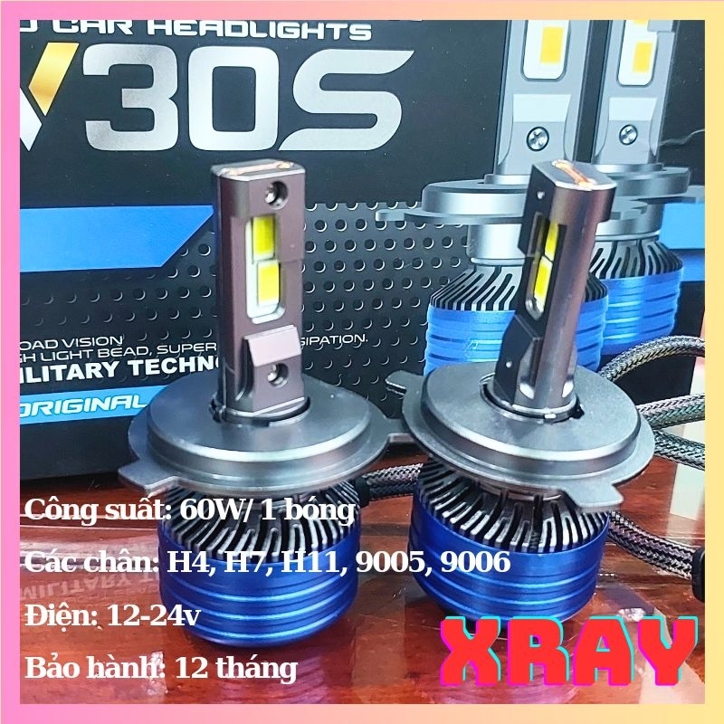 Đèn Pha led V30s Siêu sáng với 24 chíp led, có đầy đủ các chân  H1,H4, H7, H11, 9005, 9006( giá 1 bó