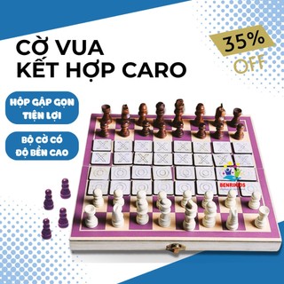 Bàn Cờ Vua Gỗ Kiêm Hộp Đựng Kết Hợp Trò Chơi Cờ Caro 2 Trong 1 Giúp Bé Rèn Luyện Tư Duy Chiến Thuật