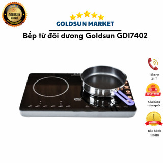 Bếp từ đôi dương Goldsun GDI7402 có cảm biến mặt kính chịu lực có màn Led hiển thị có khóa an toàn