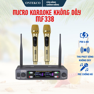 Micro karaoke không dây ontekco mf338/mf333 cao cấp đa năng đầu thu uhf