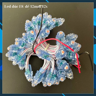 LED Đúc F8 Đế 12mm - Chống Nước - 12V DC [ Dây 50 Bóng ]