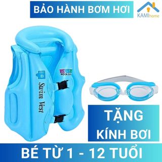 Áo phao tập bơi cho trẻ (Từ 1-6 tuổi) Kèm Kính bơi đủ màu cho bé trai và bé gái mã 50023