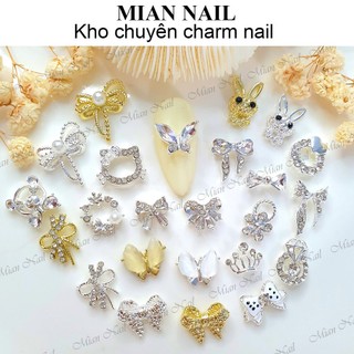 Charm hoa tròn charm thỏ charm vương miện nơ charm nail gắn móng đính móng trang trí móng tay MIAN