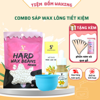 Combo Sáp Wax Lông 100gr ❣️Siêu Bám Lông❣️ Sáp Wax Lông Nóng + Chén Silicon Nấu Sáp + 10ml Mỡ Ngọc Lan Tây Chất Dẻo