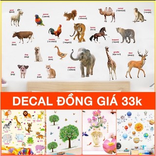 Decal dán tường tổng hợp mẫu ĐỒNG GIÁ 33k 💖 CHỌN NHIỀU MẪU 💖 Tranh dán tường trang trí có keo sẵn