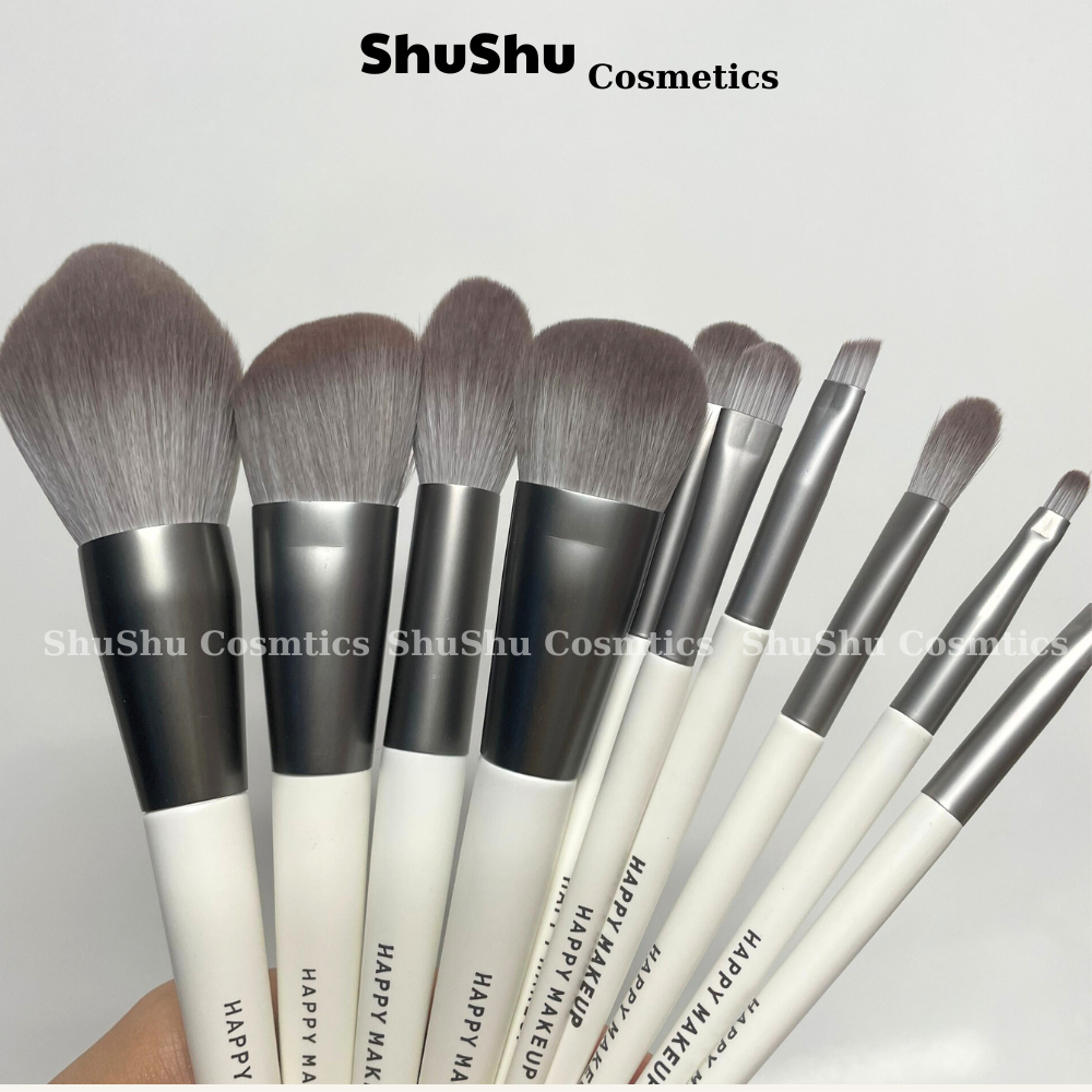 Bộ Cọ Trang Điểm 10 Cây Happy Makeup Chuyên Makeup Cá Nhân Lông Siêu Mềm SHUSHU COSMETICS