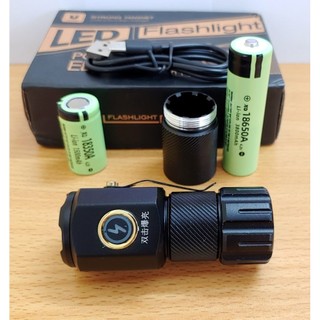  Đèn pin siêu sáng đèn pin mini cầm tay dã ngoại cao cấp vỏ nhôm có nam châm gắn sạc USB C kháng nước 