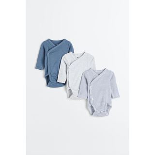 Set 3 body cài chéo HM H&M auth cho bé 1-2m chất cotton organic