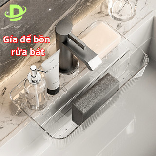 Giá để đồ rửa bát thoát nước giá rửa bát nhựa giá đựng miếng bọt biển thoát nước kèm khay đựng nước rửa chén