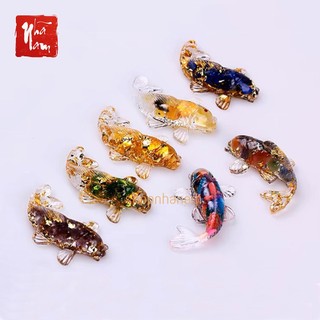 Cá Koi phong thuỷ thả bát sen cá koi đá thạch anh lá vàng may mắn Minh đường tụ thuỷ