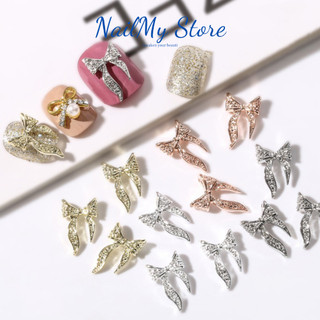 Charm nail, phụ kiện trang trí móng tay, charm nơ vàng bạc