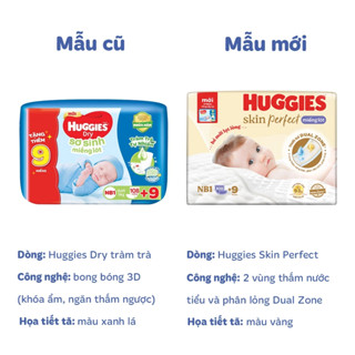  Miếng lót sơ sinh Huggies Skin Perfect NB1 108 miếng với 2 vùng thấm giảm kích ứng da 