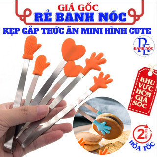 Kẹp Gắp Thức Ăn Hình Bao Tay,Trái Tim Bằng Silicon Và Thép Không Gỉ - Cây Gắp Thức Ăn Nóng Mini 13cm