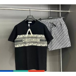 Bộ quần áo thể thao nam mùa hè C dior cộc tay, bộ hè nam chất liệu thun lạnh mềm mịn 2023 '