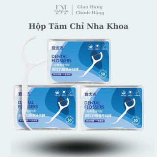 Hộp tăm chỉ nha khoa y tế, 50 tăm chỉ chất liệu nhựa PP an toàn cho sức khỏe - Didooglt