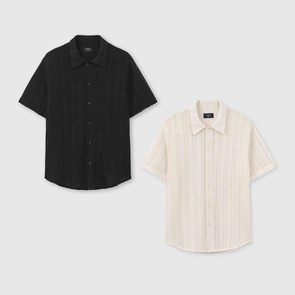 Áo sơ mi nam ROWAY form suông thoáng mát, Cộc tay dệt lưới