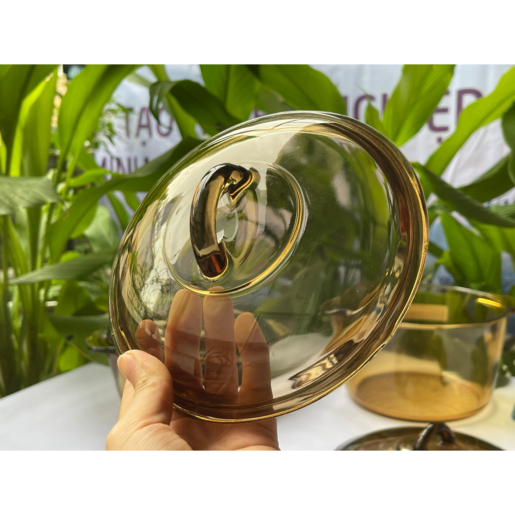 Nắp Lẻ Nồi  Thủy Tinh Luminarc Vitro Amberline Granite Đáy Hoa Văn