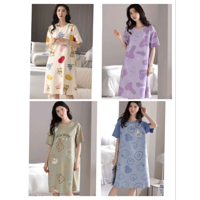 VT9( 35kg-100kg)BIG SIZE Váy  ngủ nữ, váy bầu  hoạt hình thun cottong co giãn 4 chiều ❤váy cộc tay n