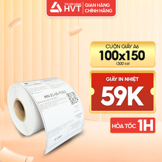 GIấy in nhiệt chống nước, in bill tự dính, giấy in decal NHỰA HVT khổ A6 100*150mm & A7 75*100mm