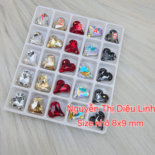 Đá khối K9 hình trái tim nhỏ 8x9 mm
