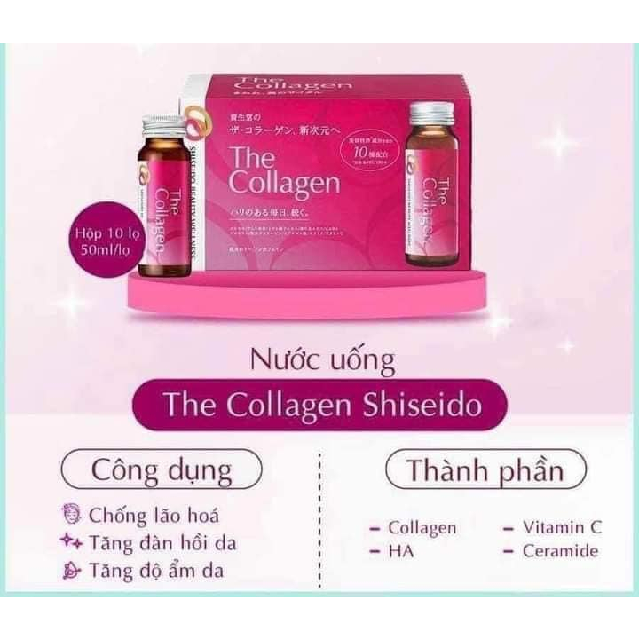 (mẫu mới Hộp 10chai) Nước uống bổ sung the collagen Shiseido Nhật