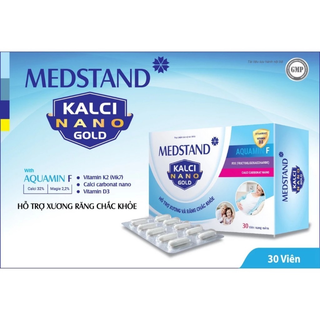 Viên uống Kalci Nano gold Medstand dành cho người bị loãng xương và thiếu hụt calci.