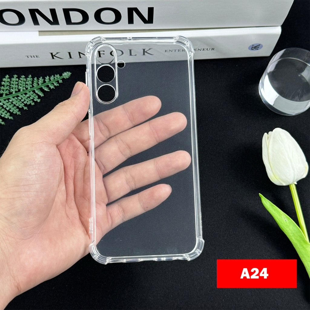 Ốp trong silicon Samsung A25, A24, ốp trong suốt, 4 cạnh chống sốc, viền bảo vệ camera