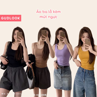Áo Thun Nữ 3 Lỗ GUDLOOK Cotton Tăm Có Đệm Ngực Nhiều Màu Trẻ Trung