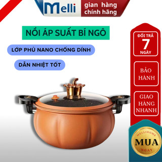 Nồi áp suất bí ngô dung tích 8l MELLI nồi hầm 4 trong 1 đa năng : chiên, xào, nấu, hấp chống dính